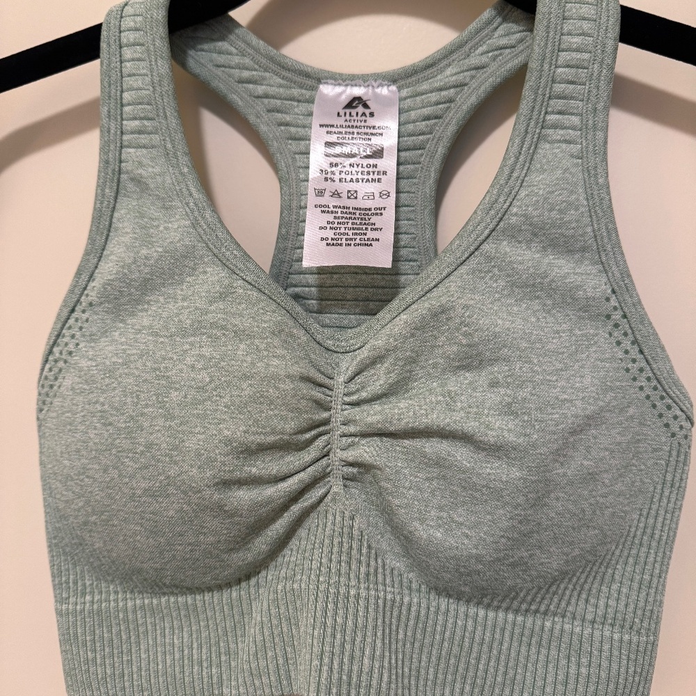 Lilias Active Scrunch Sports Bra - Mint Green - Small